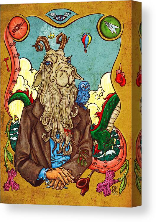 Goat Canvas Print featuring the mixed media The Goatman by Baird Hoffmire