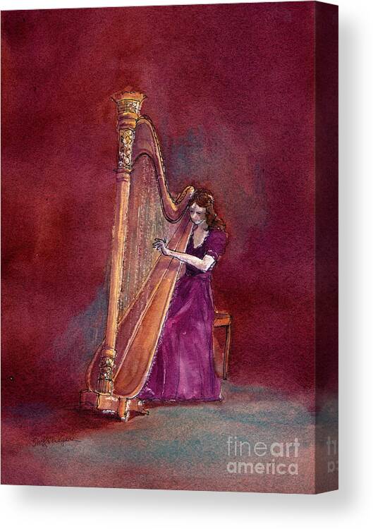 Harpist Canvas Print featuring the painting The Harpist by Suzanne Krueger