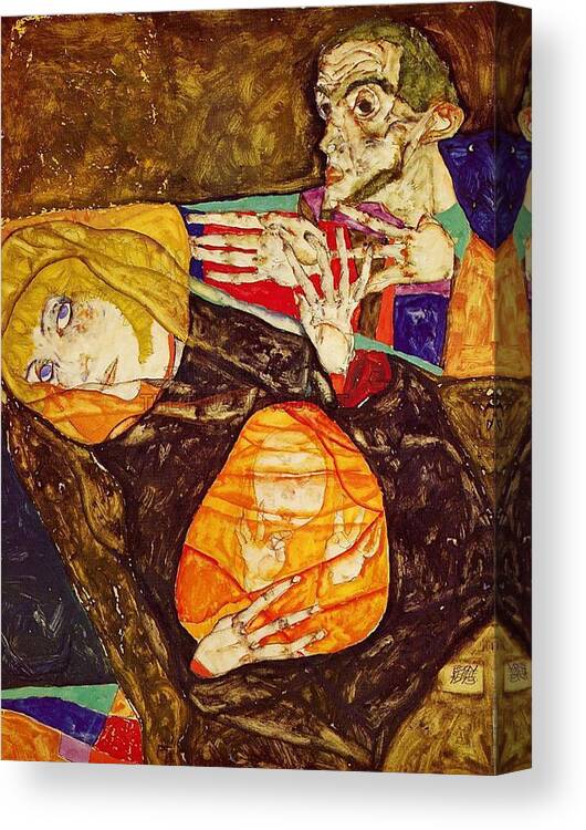 Egon Schiele Canvas Print featuring the painting The Holy Family by Celestial Images