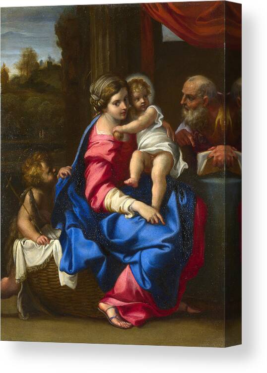 Annibale Carracci Canvas Print featuring the painting The Holy Family with the Infant Saint John the Baptist by Annibale Carracci