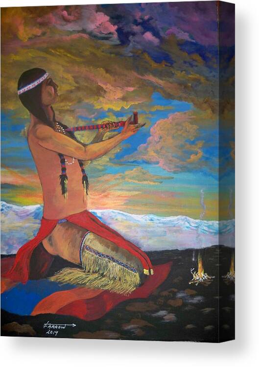 Indian Canvas Print featuring the painting The Offering by Dave Farrow