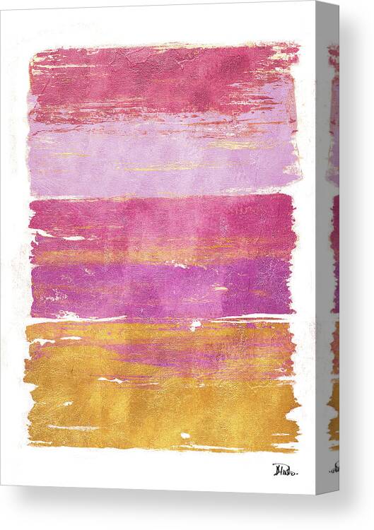 The Canvas Print featuring the painting The Pink Palette On White by Patricia Pinto