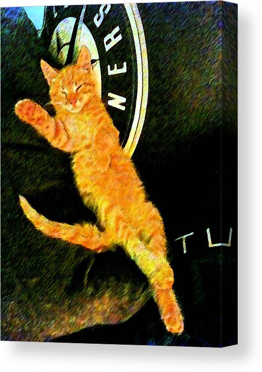 Cat Canvas Print featuring the digital art The Pinup by Eric Forster