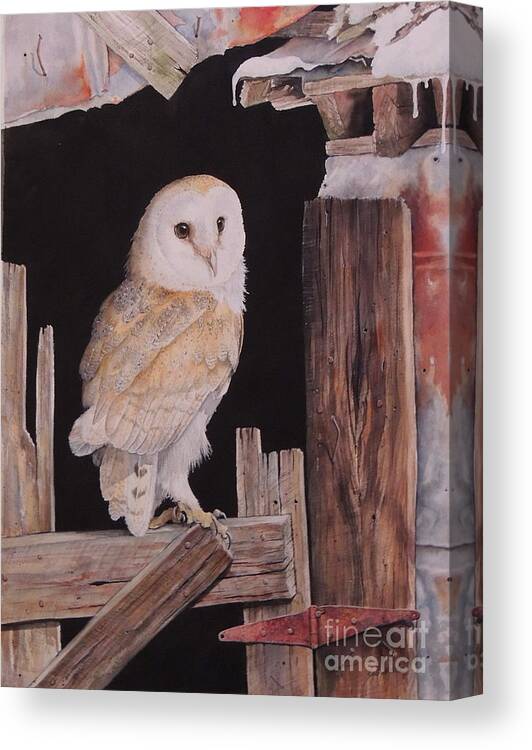 Owl Canvas Print featuring the painting The Resting Place. SOLD by Sandy Brindle