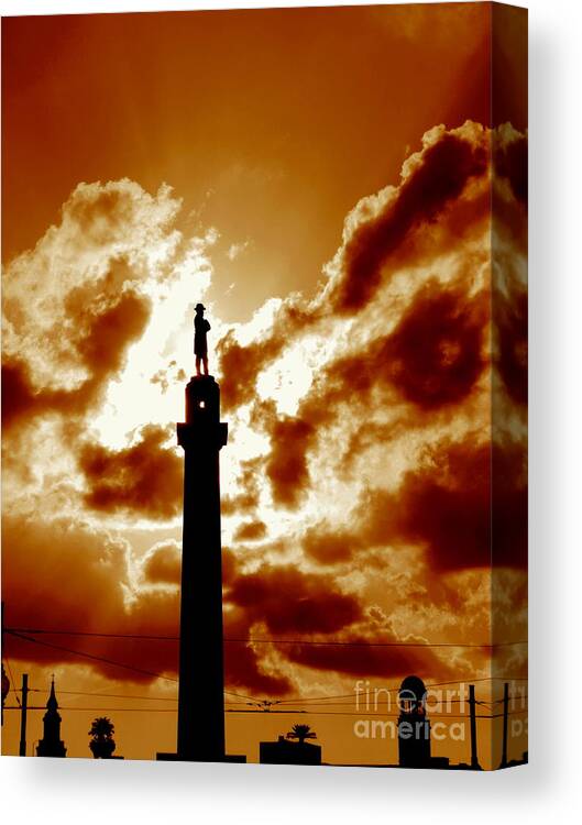 New Orleans Photos Canvas Print featuring the photograph The Summer Solstice Of The Statue Of General E. Lee In New Orleans Louisiana by Michael Hoard