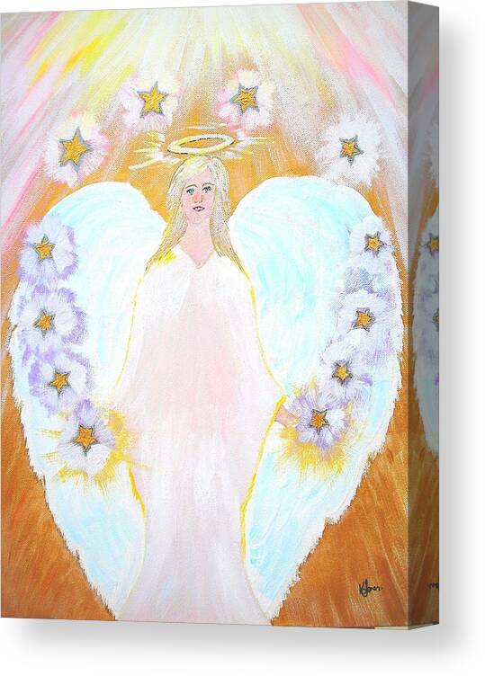 Angel Canvas Print featuring the painting The Twelve Tribes of Israel by Karen Jane Jones