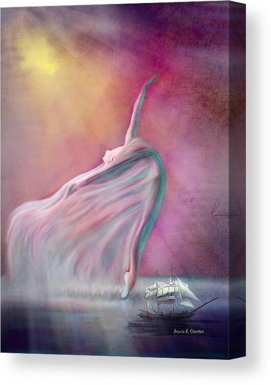 Wind Canvas Print featuring the painting The Wind Fairy by Angela Stanton