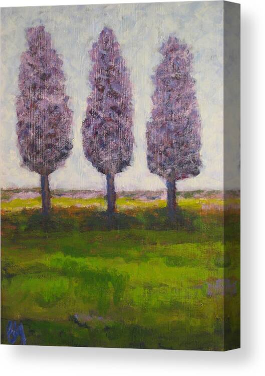 Trees Canvas Print featuring the painting Those Trees I Always See in Purple by Edy Ottesen