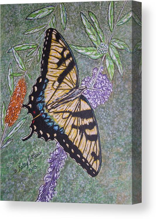 Tiger Swallowtail Butterfly Canvas Print featuring the painting Tiger Swallowtail Butterfly by Kathy Marrs Chandler