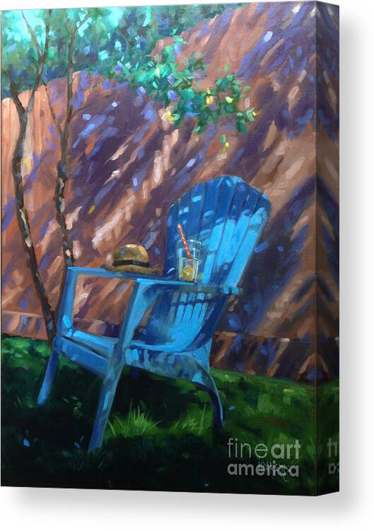 Back Yard Canvas Print featuring the painting To Sit and Stare by Nancy Parsons