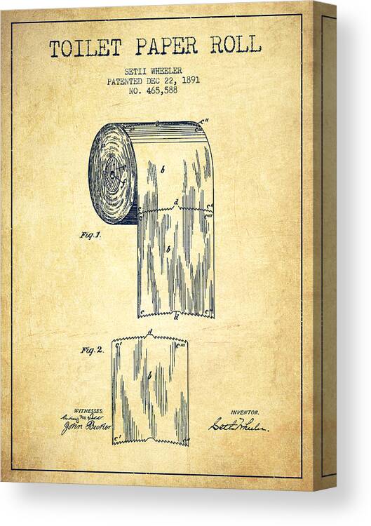 Toilet Paper Roll Patent Drawing From 1891 Vintage