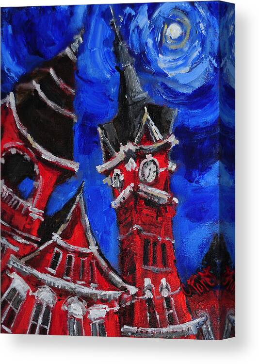 Auburn Canvas Print featuring the painting Top Of Samford Hall by Carole Foret