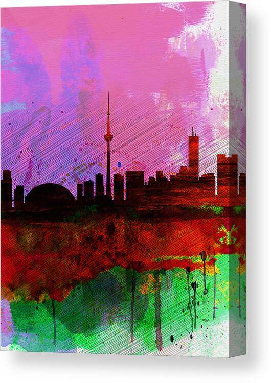  Canvas Print featuring the painting Toronto Watercolor Skyline by Naxart Studio