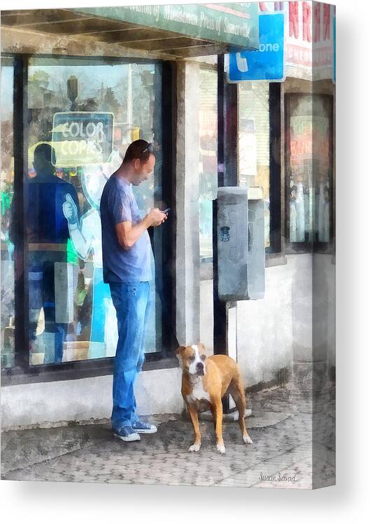 Man Men Canvas Print featuring the photograph Towns - Pay Phone by Susan Savad