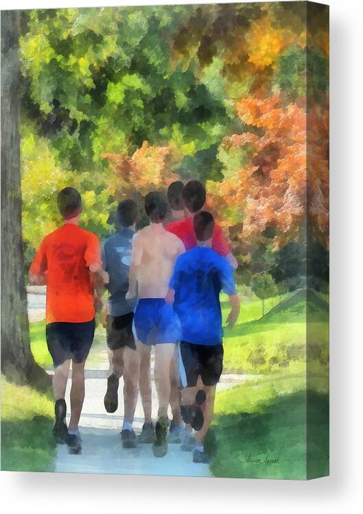 Track And Field Canvas Print featuring the photograph Track Practice by Susan Savad