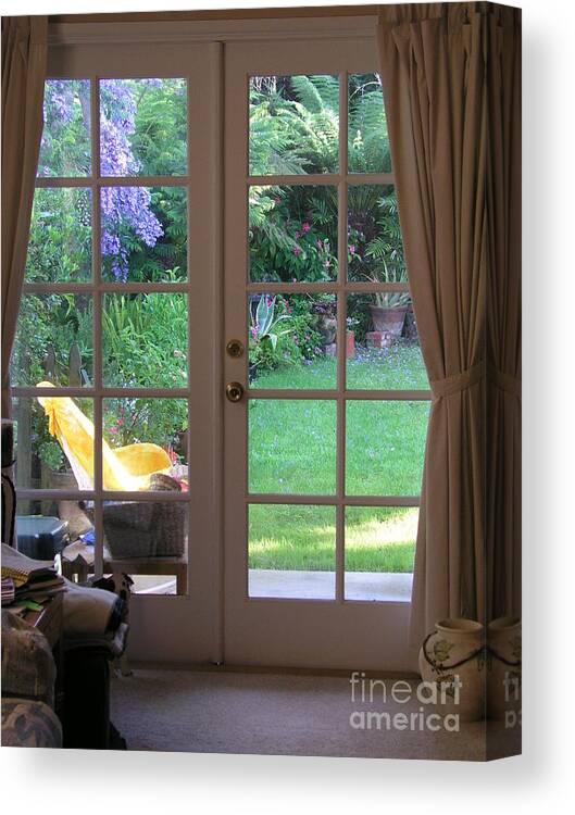Tranquil Canvas Print featuring the photograph Tranquility through French Doors by Bev Conover