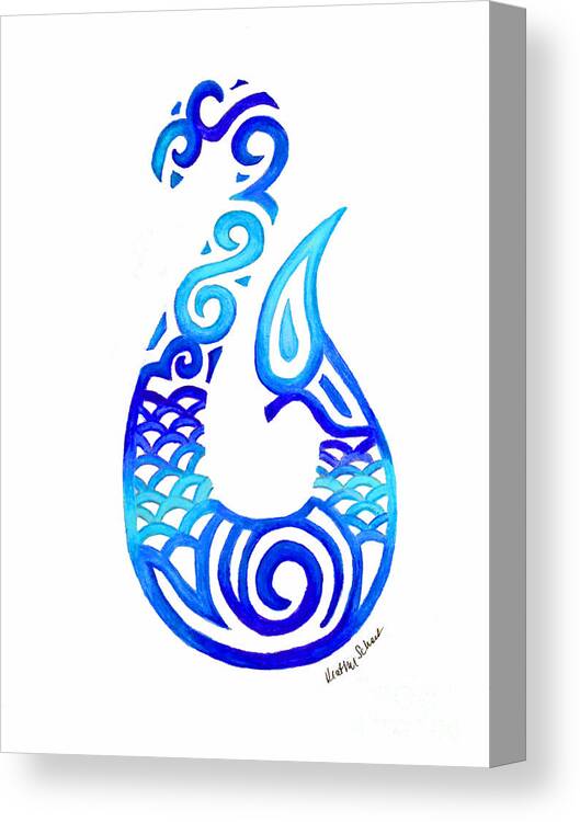 Fish Canvas Print featuring the drawing Tribal Fish Hook by Heather Schaefer