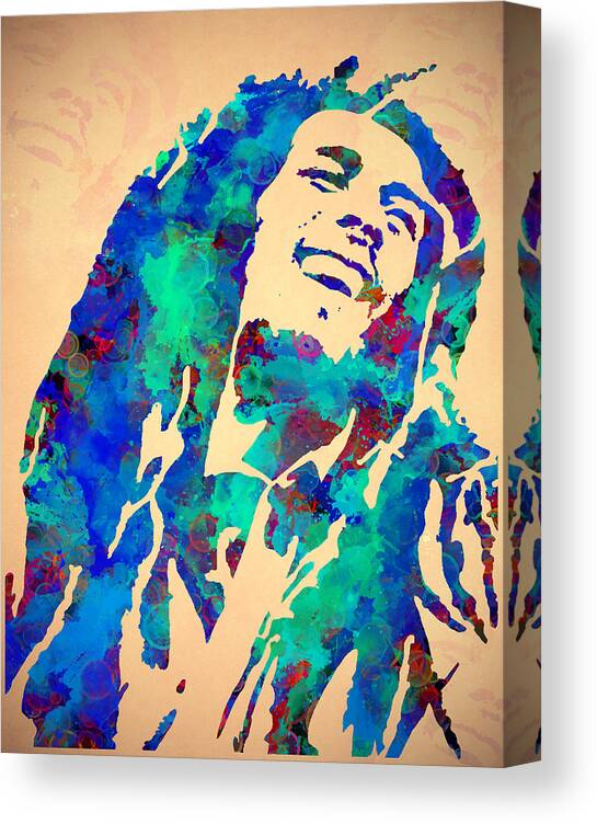 Bob Marley Canvas Print featuring the painting Tribute To Bob Marley watercolor painting by Georgeta Blanaru