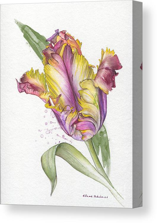 Beautiful Canvas Print featuring the painting Tulip - Elena Yakubovich by Elena Daniel Yakubovich