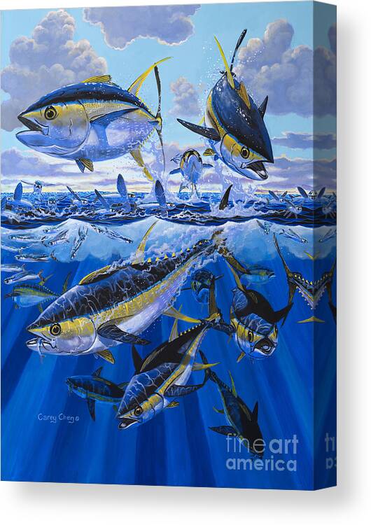 Tuna Canvas Print featuring the painting Tuna rampage Off0018 by Carey Chen