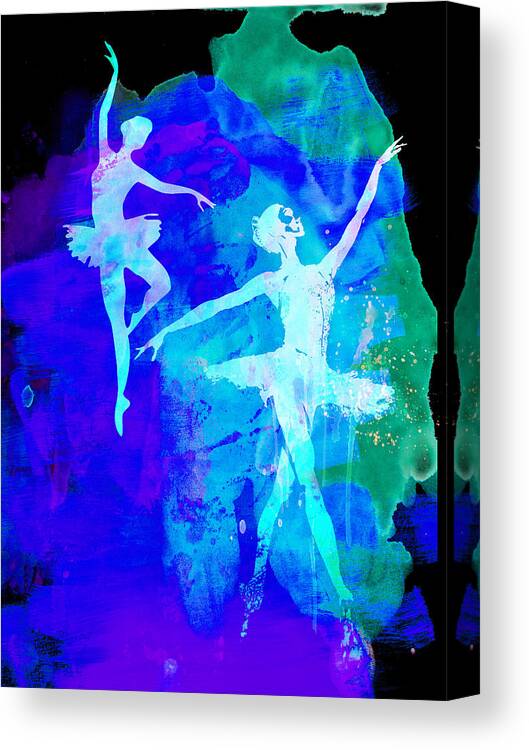 Ballet Canvas Print featuring the painting Two Dancing Ballerinas by Naxart Studio