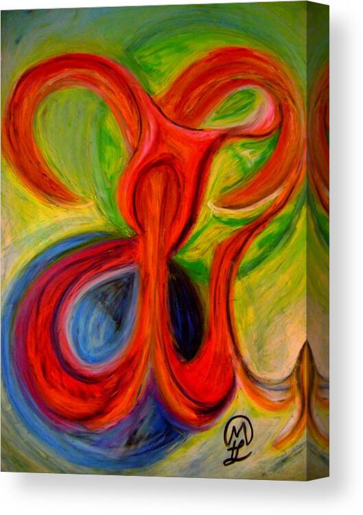 Shapes Intertwining Canvas Print featuring the pastel Two worlds meet by Therese Legere