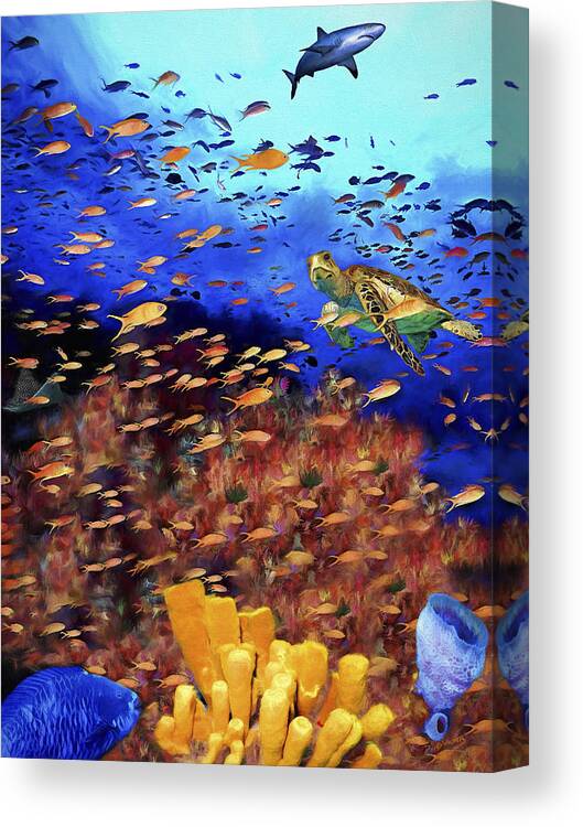 Bahamas Canvas Print featuring the painting Underwater Wonderland by David Wagner