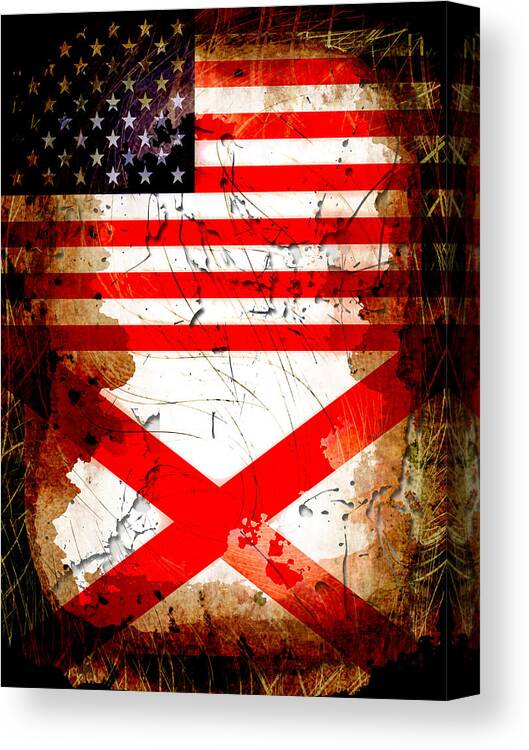 Usa Canvas Print featuring the digital art USA Alabama Grunge Flags by David G Paul