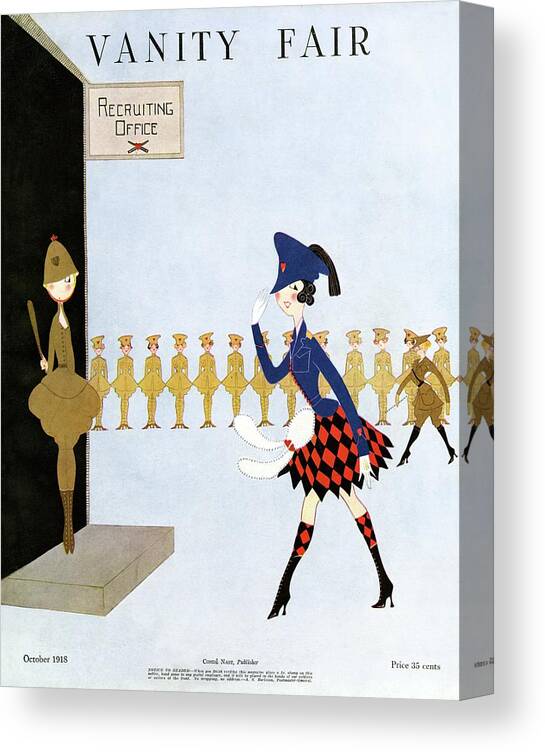 Illustration Canvas Print featuring the photograph Vanity Fair Cover Featuring A Woman Walking by Artist Unknown