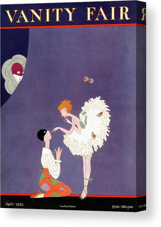 Illustration Canvas Print featuring the photograph Vanity Fair Cover Featuring Dancers Flirting by A. H. Fish