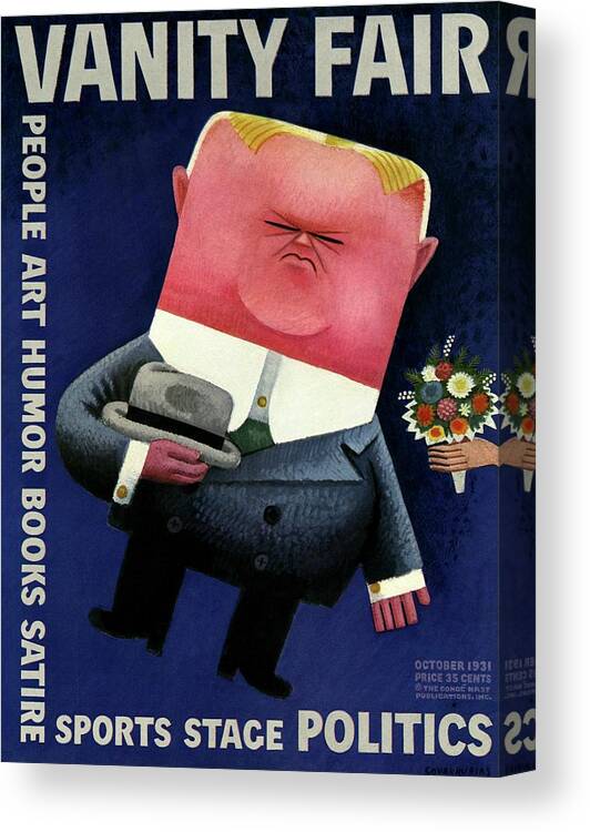 Illustration Canvas Print featuring the photograph Vanity Fair Cover Featuring Herbert Hoover by Miguel Covarrubias