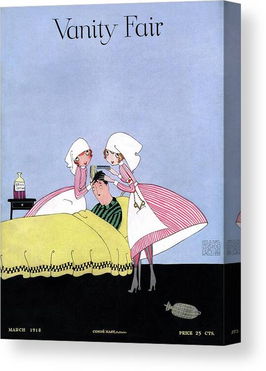 Illustration Canvas Print featuring the photograph Vanity Fair Cover Featuring Two Candy Stripers by Artist Unknown
