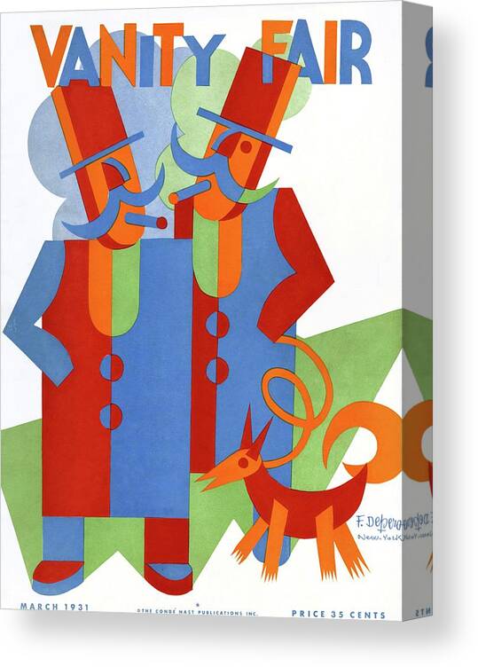 Illustration Canvas Print featuring the photograph Vanity Fair Cover Featuring Two Wealthy Men by Fortunato Depero