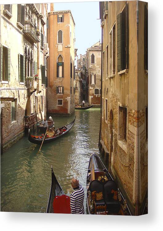 Europe Canvas Print featuring the photograph Venice Gondolas by Karen Zuk Rosenblatt
