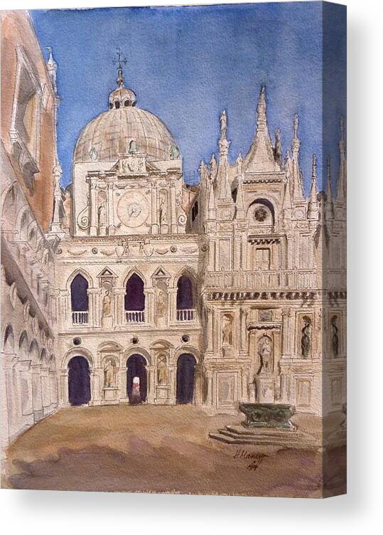 Architecture Canvas Print featuring the painting Venice I by Henrieta Maneva