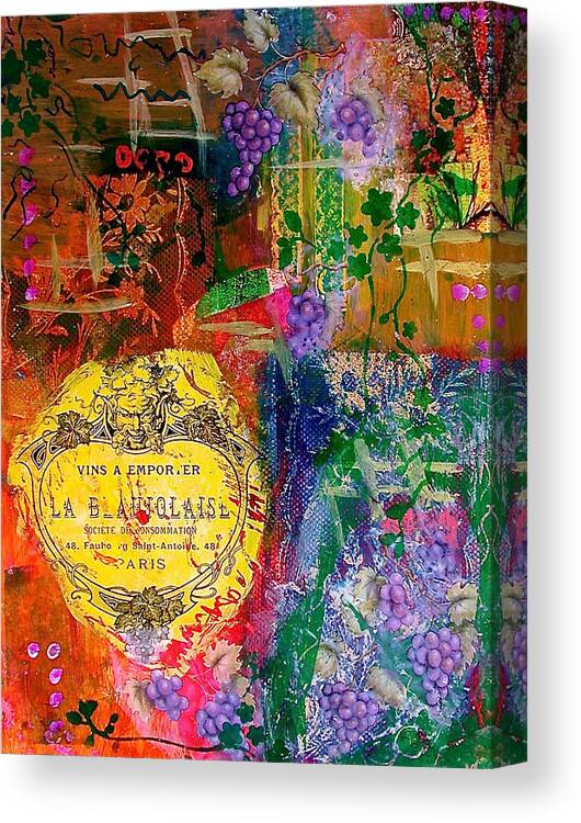 Collage Canvas Print featuring the mixed media Vintner Label by Bellesouth Studio