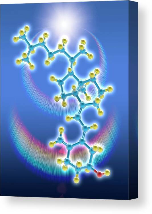 Artwork Canvas Print featuring the photograph Vitamin D Molecule And Sun Flare by Alfred Pasieka/science Photo Library