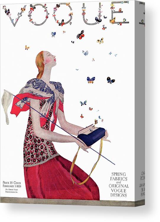 Fashion Canvas Print featuring the digital art Vogue Cover Illustration Of A Woman Releasing by Eduardo Garcia Benito