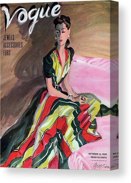 Illustration Canvas Print featuring the photograph Vogue Cover Illustration Of A Woman Wearing by R.S. Grafstrom