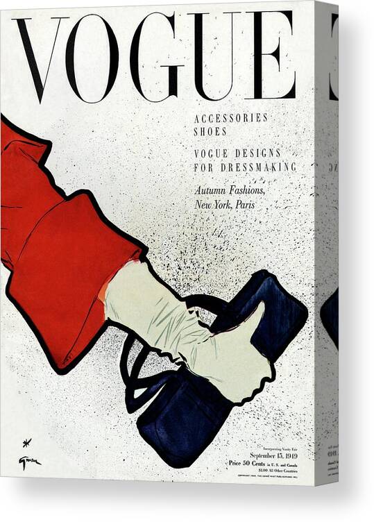 Illustration Canvas Print featuring the photograph Vogue Cover Illustration Of A Woman's Arm Holding by Rene Gruau