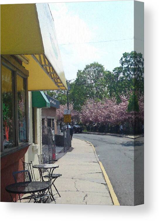 Cafe Canvas Print featuring the painting Walk By Cafe by Pharris Art
