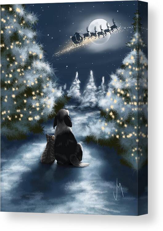 Christmas Canvas Print featuring the painting We are so good by Veronica Minozzi