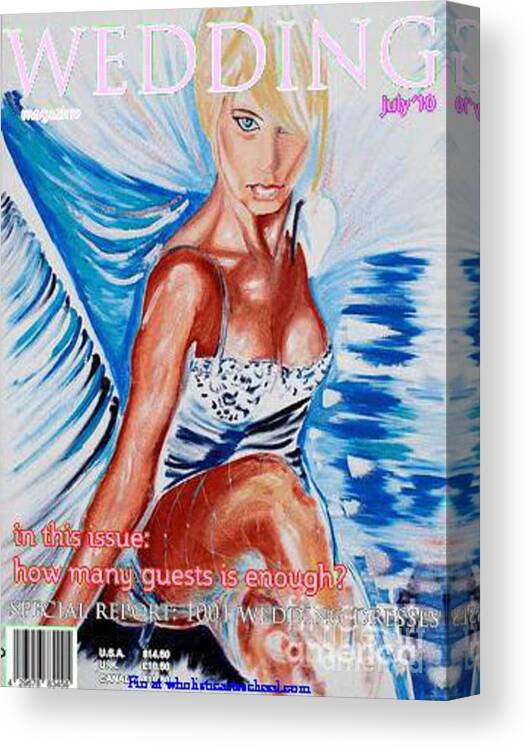Wedding Canvas Print featuring the painting WEDDING LINGERIE Magazine Cover by PainterArtist FIN