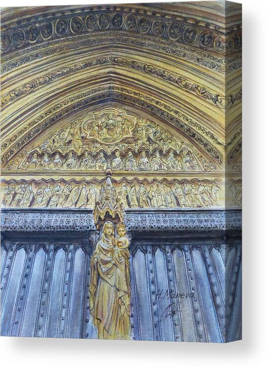 Architecture Canvas Print featuring the painting Westminster Abbey IV by Henrieta Maneva