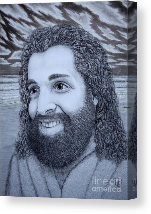 Jesus Canvas Print featuring the drawing When Jesus Thinks Of Me by Dale Crum