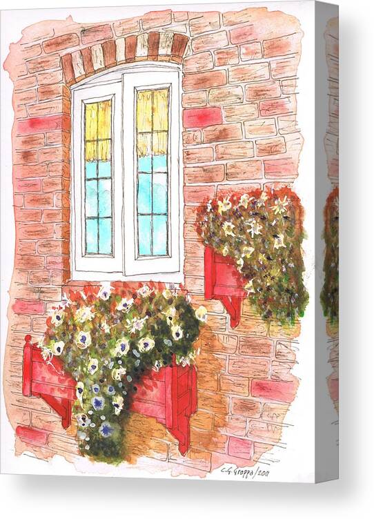 Watercolor Canvas Print featuring the painting White window by Carlos G Groppa