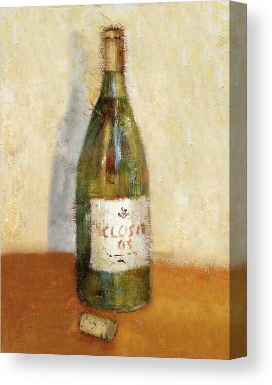 White Canvas Print featuring the painting White Wine And Cork by Lanie Loreth
