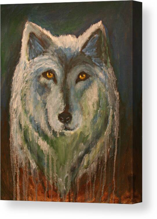 Wolf Canvas Print featuring the painting White Wolf by Alma Yamazaki