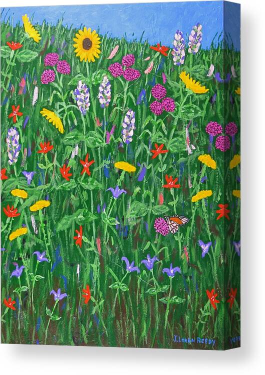 Wildflowers Painting Canvas Print featuring the painting Wildflowers-vertical by J Loren Reedy