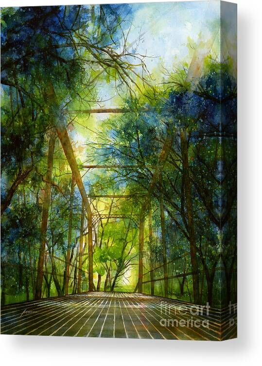 Fayetteville Canvas Print featuring the painting Willow Springs Road Bridge by Hailey E Herrera